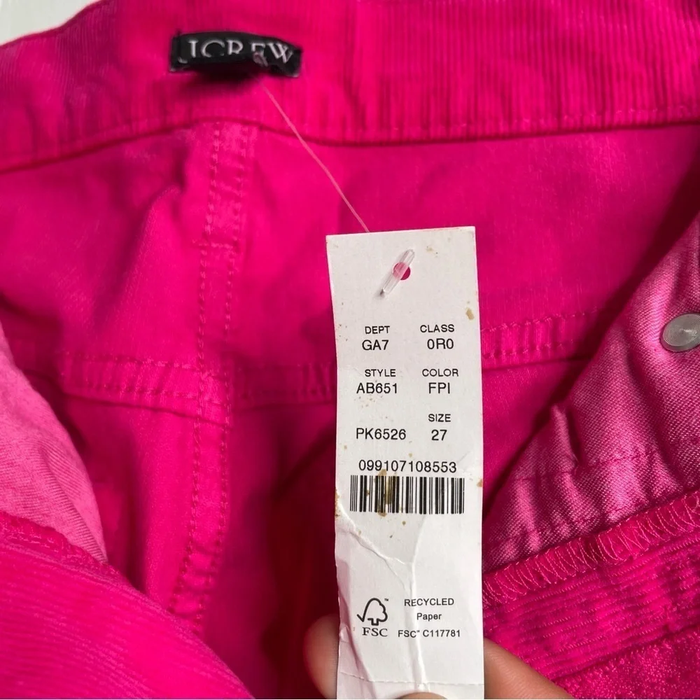 J Crew Corduroy Slim Straight Jeans NWT 27